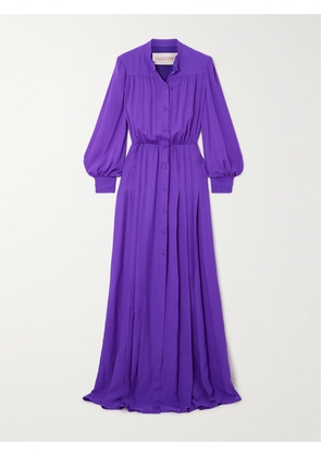 Valentino Garavani - Gathered Pleated Silk-georgette Gown - Purple - IT38,IT40,IT42,IT44,IT46,IT48