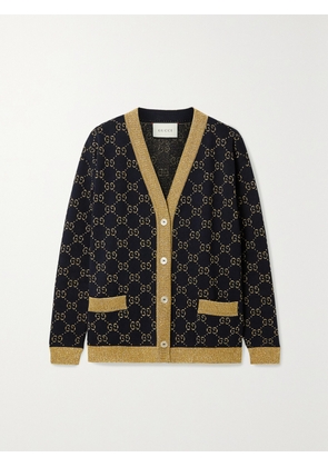 Gucci - Metallic Jacquard-knit Cotton-blend Cardigan - Blue - XXXS,XXS,XS,S,M,L,XL,XXL