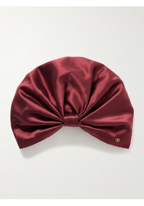 Valentino Garavani - Gathered Silk-satin Head Scarf - Burgundy - One size