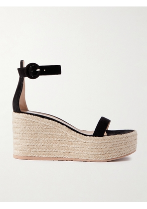Gianvito Rossi - 45 Suede Espadrille Wedge Sandals - Black - IT34,IT34.5,IT35,IT35.5,IT36,IT36.5,IT37,IT37.5,IT38,IT38.5,IT39,IT39.5,IT40,IT40.5,IT41,IT41.5,IT42