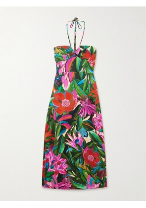 Farm Rio - Jardin De Rêve Floral-print Organic Cotton Halterneck Midi Dress - Multi - xx small,x small,small,medium,large,x large