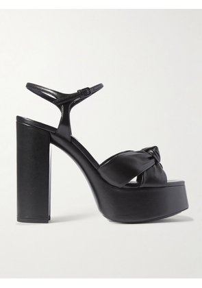 SAINT LAURENT - Bianca Knotted Leather Platform Sandals - Black - IT34,IT34.5,IT35,IT35.5,IT36,IT36.5,IT37,IT37.5,IT38,IT38.5,IT39,IT39.5,IT40,IT40.5,IT41,IT41.5,IT42