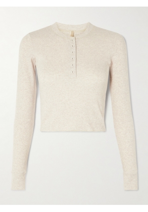 SKIMS - Long Sleeve Crop Henley - Heather Oatmeal - Neutrals - XXS,XS,S,M,L,XL,2XL,3XL,4XL