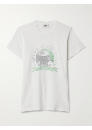 SAINT LAURENT - Printed Cotton-jersey T-shirt - White - XS,S,M,L,XL