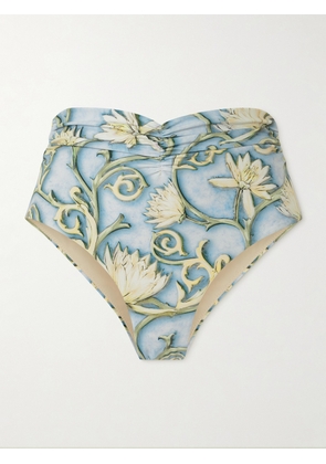 Agua by Agua Bendita - Vaiven Soledad Ruched Floral-print Recycled Bikini Briefs - Blue - x small,small,medium,large,x large