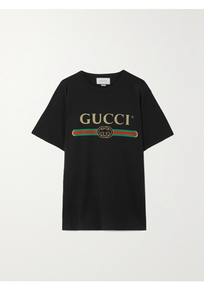 Gucci - Oversized Appliquéd Printed Cotton-jersey T-shirt - Black - XXXS,XXS,XS,S,M,L,XL,XXL