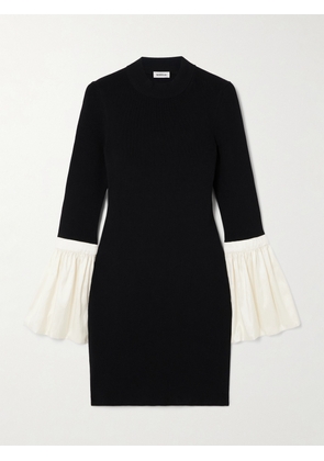 SIMKHAI - Agathea Satin-trimmed Ribbed-knit Mini Dress - Black - x small,small,medium,large,x large