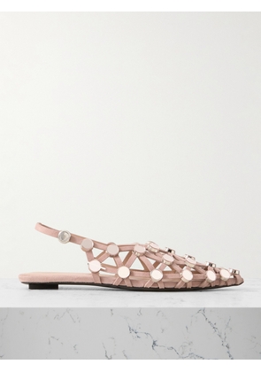 The Attico - Grid Studded Suede Slingback Point-toe Flats - Neutrals - IT36,IT36.5,IT37,IT37.5,IT38,IT38.5,IT39,IT39.5,IT40,IT40.5,IT41