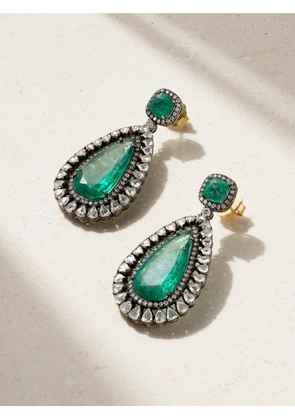 Amrapali London - Rhodium-plated 18-karat Gold, Diamond And Emerald Earrings - Green - One size