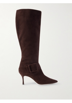 Manolo Blahnik - Bayhi 70 Buckle-embellished Suede Knee Boots - Brown - IT36,IT36.5,IT37,IT37.5,IT38,IT38.5,IT39,IT39.5,IT40,IT40.5,IT41,IT41.5,IT42