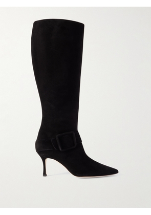 Manolo Blahnik - Bayhi 70 Buckle-embellished Suede Knee Boots - Black - IT35,IT36,IT36.5,IT37,IT37.5,IT38,IT38.5,IT39,IT39.5,IT40,IT40.5,IT41,IT41.5,IT42