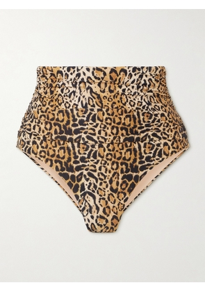 Melissa Odabash - Catania Ruched Leopard-print Bikini Briefs - Animal print - UK 6,UK 8,UK 10,UK 12,UK 14,UK 16