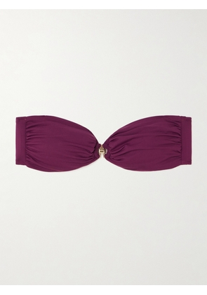 Melissa Odabash - Istanbul Embellished Gathered Bandeau Bikini Top - Purple - UK 6,UK 8,UK 10,UK 12,UK 14,UK 16