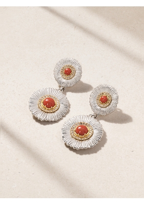 Buccellati - Blossoms Sterling Silver And Gold Vermeil, Jasper And Diamond Earrings - One size