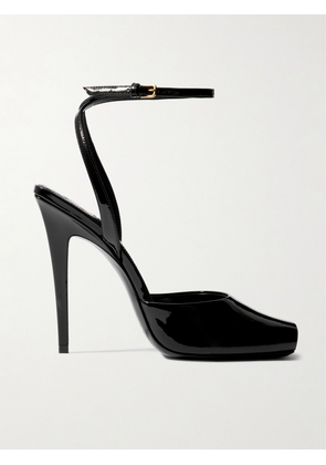 SAINT LAURENT - La Scandale Patent-leather Mules - Black - EU 36,EU 37,EU 37.5,EU 38,EU 38.5,EU 39,EU 40,EU 41