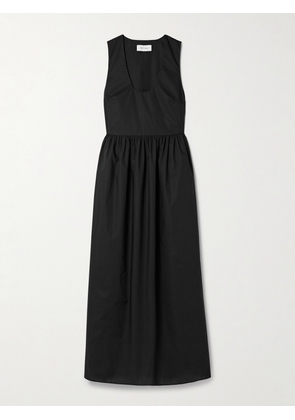 Matteau - Gathered Organic Cotton-poplin Midi Dress - Black - 1,2,3,4,5