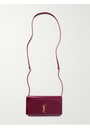 SAINT LAURENT - Cassandre Strap Patent-leather Phone Case - Burgundy - One size