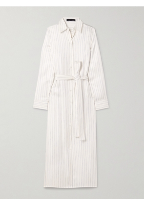 Proenza Schouler - Hannah Belted Striped Silk-twill Midi Shirt Dress - White - US0,US2,US4,US6,US8,US10,US12