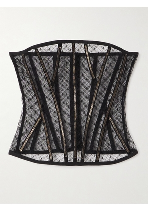 Dolce & Gabbana - Metallic Point D'esprit Bustier Top - Black - IT36,IT38,IT40,IT42,IT44,IT46,IT48,IT50