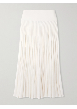 Alaïa - Pleated Wool Midi Skirt - White - FR 34,FR 36,FR 38,FR 40,FR 42,FR 44