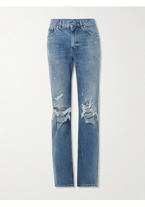 Stella McCartney - Falabella Distressed Embellished High-rise Straight-leg Jeans - Blue - 24,25,26,27,28,29,30,31,32,33