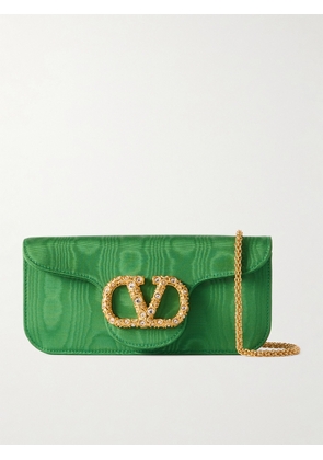 Valentino Garavani - Locò Embellished Moire Clutch - Green - One size