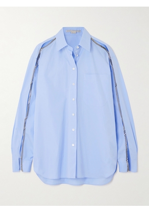Stella McCartney - Chain-embellished Cutout Organic Cotton Oxford Shirt - Blue - IT34,IT36,IT38,IT40,IT42,IT44,IT46,IT48,IT50