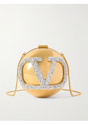 Valentino Garavani - Vlogo Crystal-embellished Gold-tone Clutch - One size