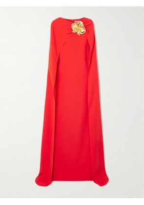 Oscar de la Renta - Cape-effect Silk-blend Georgette Gown - Red - x small,small,medium,large,x large