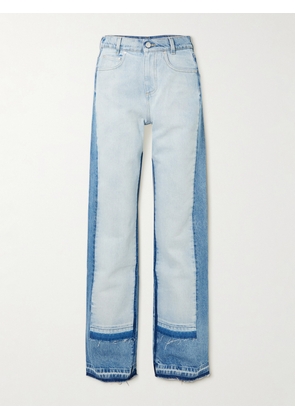 Stella McCartney - Paneled Distressed Mid-rise Wide-leg Jeans - Blue - 24,25,26,27,28,29,30,31