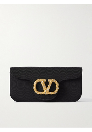 Valentino Garavani - Locò Embellished Moire Clutch - Black - One size