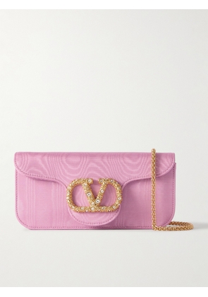 Valentino Garavani - Locò Embellished Moire Clutch - Pink - One size