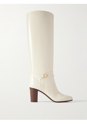 Valentino Garavani - Pattie 75 Buckle-embellished Leather Boots - Ivory - IT36,IT36.5,IT37,IT37.5,IT38,IT38.5,IT39,IT39.5,IT40,IT40.5,IT41