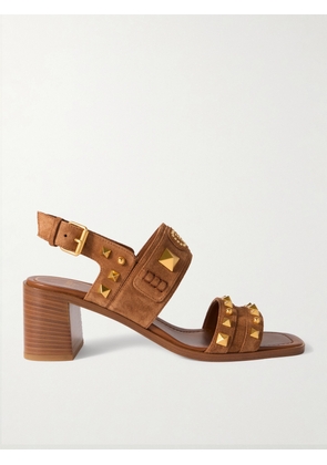 Valentino Garavani - Plaster Caster 60 Studded Suede Slingback Sandals - Brown - IT36,IT36.5,IT37,IT37.5,IT38,IT38.5,IT39,IT39.5,IT40,IT40.5,IT41,IT41.5,IT42