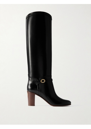Valentino Garavani - Pattie 75 Buckle-embellished Leather Boots - Black - IT35,IT36,IT36.5,IT37,IT37.5,IT38,IT38.5,IT39,IT39.5,IT40,IT41,IT42