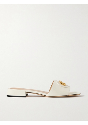 Valentino Garavani - Vlogo Embellished Leather Slides - Ivory - IT35,IT36,IT36.5,IT37,IT37.5,IT38,IT38.5,IT39,IT39.5,IT40,IT40.5,IT41,IT42