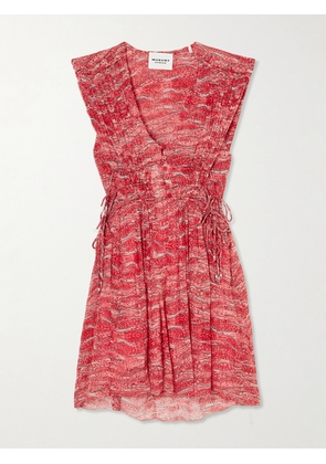 Marant Étoile - Anawa Tie-detailed Gathered Printed Crepon Mini Dress - FR 34,FR 36,FR 38,FR 40,FR 42,FR 44
