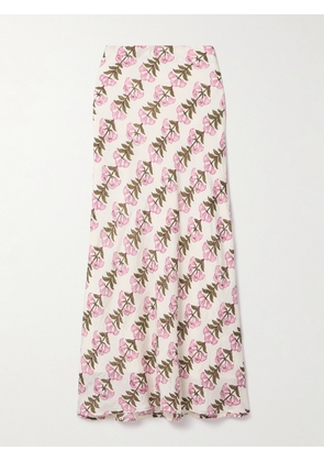 ALIX OF BOHEMIA - Lyra Floral-print Crinkled-silk Midi Skirt - White - x small,small,medium,large,x large