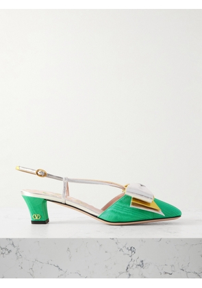 Valentino Garavani - Bowow 45 Two-tone Metallic Leather And Moiré Slingback Pumps - Green - IT35,IT36,IT36.5,IT37,IT37.5,IT38,IT38.5,IT39,IT39.5,IT40,IT40.5,IT41,IT41.5,IT42