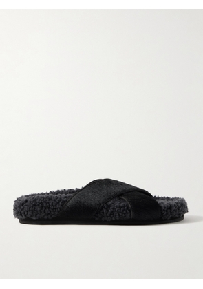 Ancient Greek Sandals - Anilio Calf Hair And Shearling Slides - Black - IT35,IT36,IT37,IT38,IT39,IT40,IT41,IT42