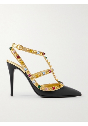 Valentino Garavani - Rockstud 100 Embellished Metallic Leather Pumps - Black - IT36,IT36.5,IT37,IT37.5,IT38,IT38.5,IT39,IT39.5,IT40,IT40.5,IT41,IT42