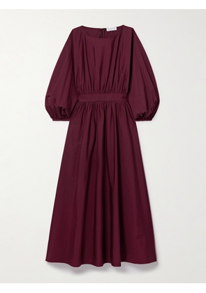 Gabriela Hearst - Ahmose Gathered Cotton-poplin Midi Dress - Burgundy - IT36,IT38,IT40,IT42,IT44,IT46,IT48