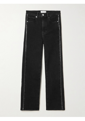 FRAME - Le Sleek Embellished Cropped High-rise Straight-leg Jeans - Black - 23,24,25,26,27,28,29,30,31,32,33