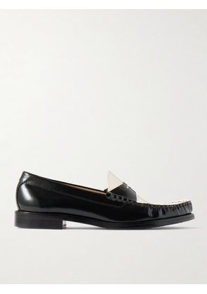 Stuart Weitzman - Lottie Two-tone Leather Loafers - Black - US5.5,US6,US6.5,US7,US7.5,US8,US8.5,US9,US9.5,US10,US10.5,US11,US11.5,US12