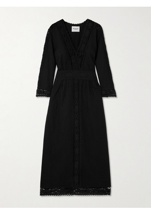 Marant Étoile - Veona Lace-trimmed Linen And Cotton-blend Midi Dress - Black - FR 34,FR 36,FR 38,FR 40,FR 42,FR 44