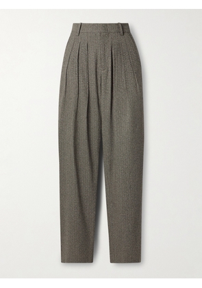 Isabel Marant - Iwena Pleated Cotton-blend Tapered Pants - Gray - FR 34,FR 36,FR 38,FR 40,FR 42