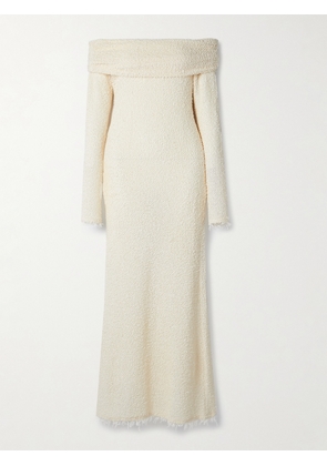Isabel Marant - Ormany Frayed Off-the-shoulder Bouclé Maxi Dress - Ecru - FR 34,FR 36,FR 38,FR 40,FR 42,FR 44
