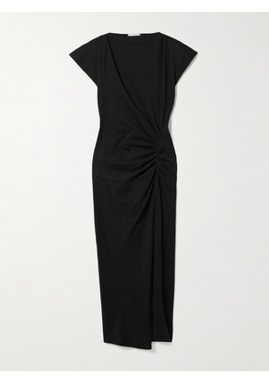 Isabel Marant - Nadela Asymmetric Gathered Cotton-jersey Maxi Dress - Black - FR 34,FR 36,FR 38,FR 40,FR 42,FR 44