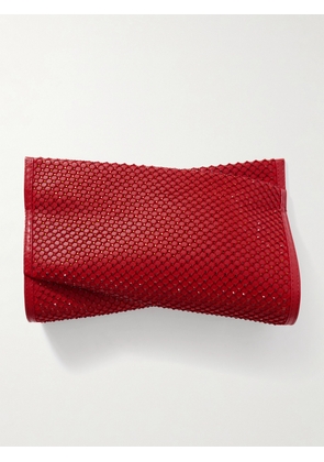 Christian Louboutin - Loubitwist Crystal-embellished Leather Clutch - Red - One size