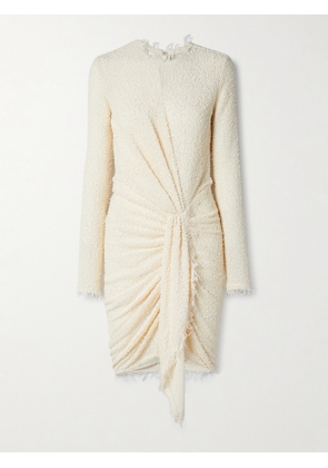 Isabel Marant - Ophelie Frayed Draped Bouclé Mini Dress - Ecru - FR 34,FR 36,FR 38,FR 40,FR 42,FR 44